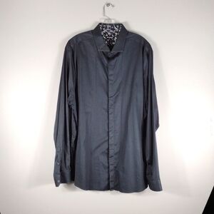 EUC Express Mens XXL Slim Fit Black Casual Button Down Shirt